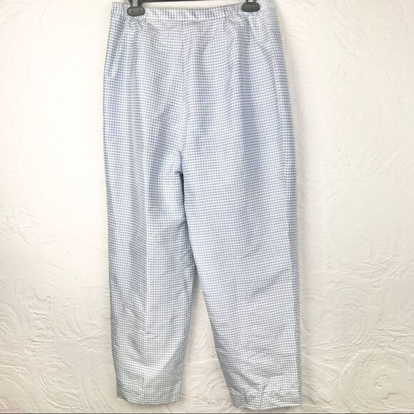 JG Hook High Waisted 100% Silk Blue Gingham Pants - Picture 1 of 7